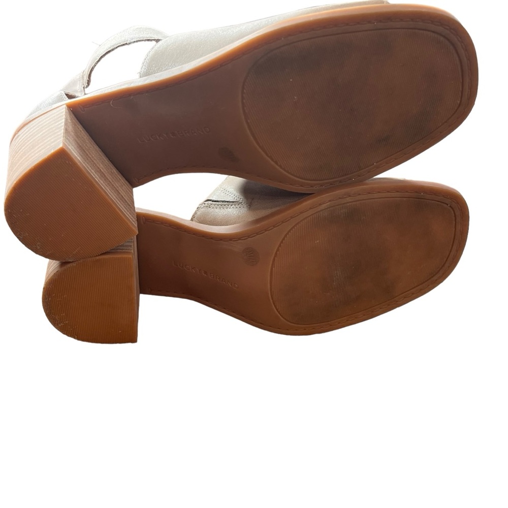 Lucky Brand Saimy Peep Toe Booties Taupe Cutout Block Heel Size 9 - Picture 10 of 11